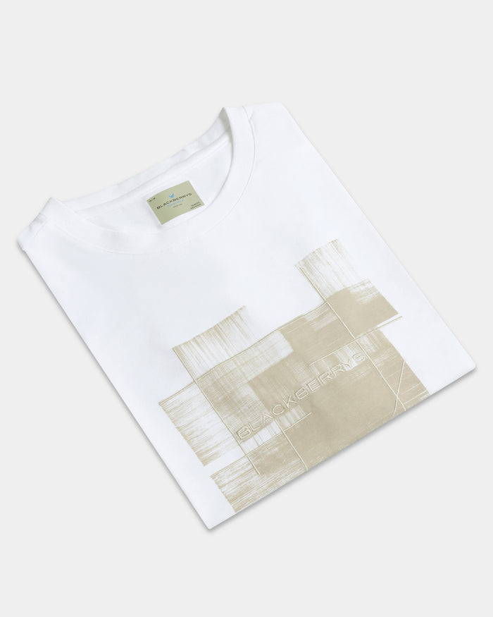 White Crew Neck Solid T-Shirt - Rust