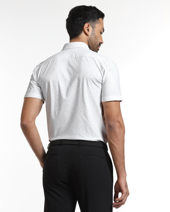 White Half Sleeve TechPro Printed Shirt - Ramtilhs