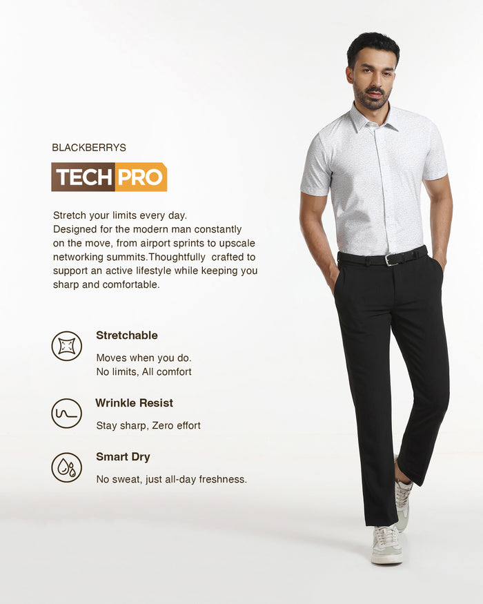 White Half Sleeve TechPro Printed Shirt - Ramtilhs