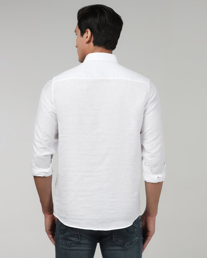 White Linen Solid Shirt - Joster