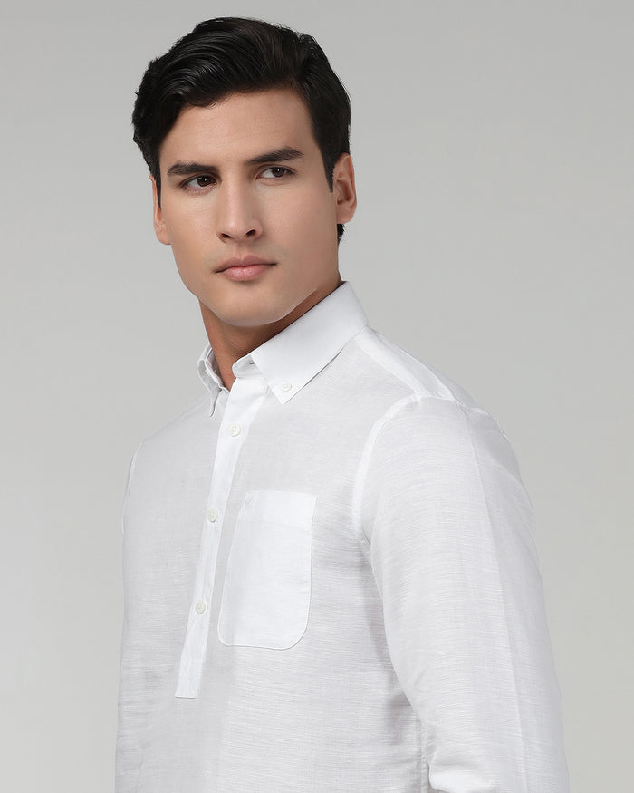 White Linen Solid Shirt - Joster