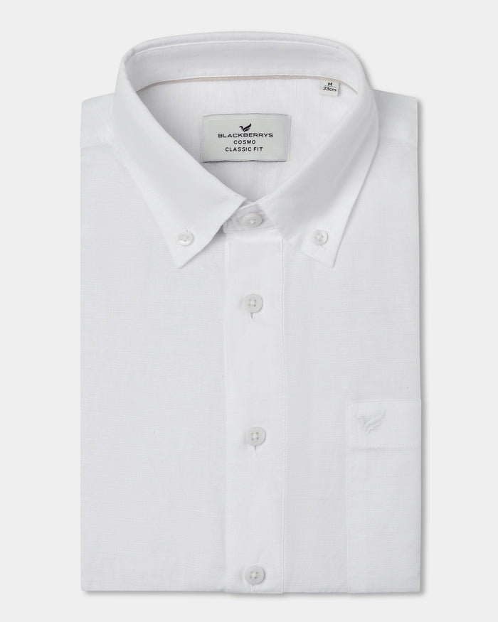 White Linen Solid Shirt - Joster