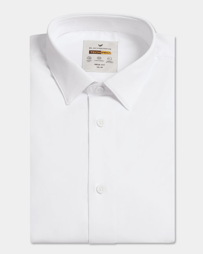 White Techpro Solid Shirt - Shephard