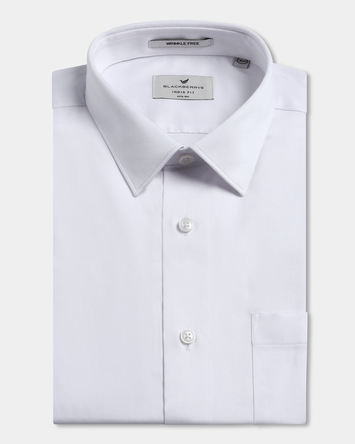 White Unwrinkle Solid Shirt - Sailor