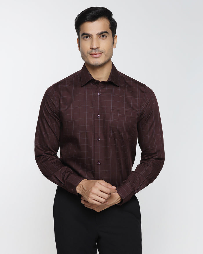 Wine Red Check Shirt - Axton