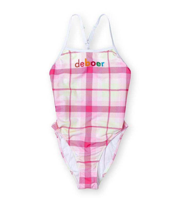 women's active back plaid swimsuit/pink - deboer swim