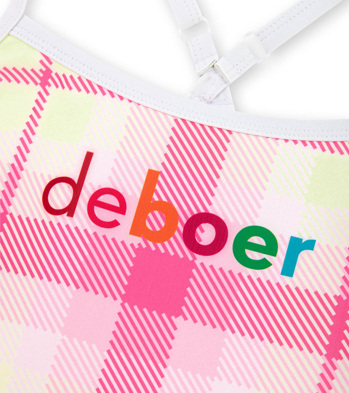 women's active back plaid swimsuit/pink - deboer swim