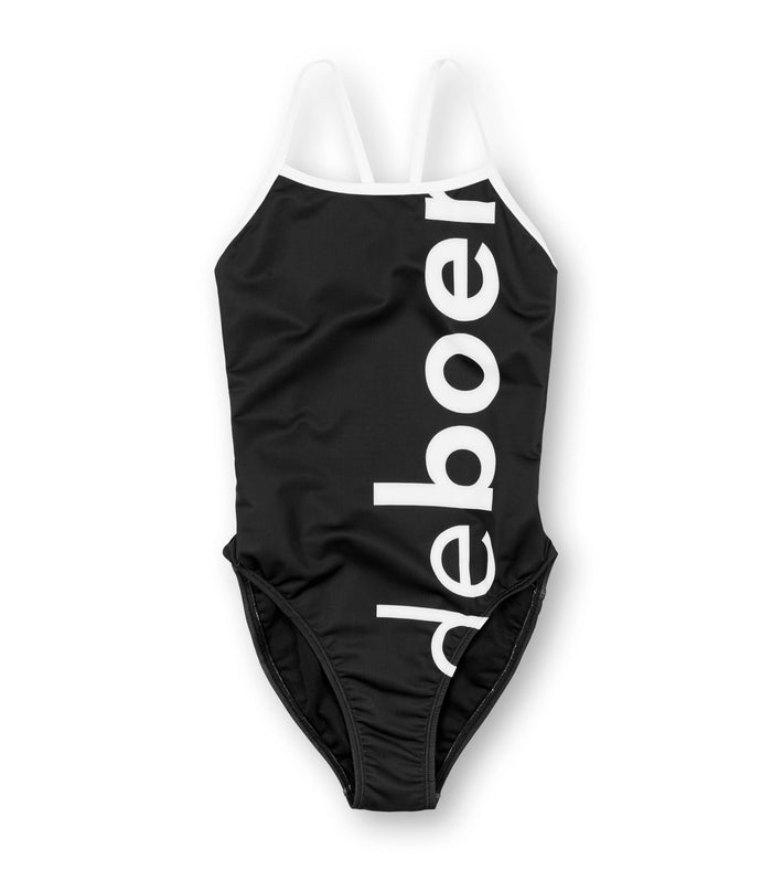 women's open back big logo/black - deboer swim