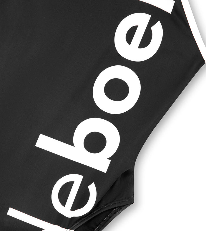 women's open back big logo/black - deboer swim