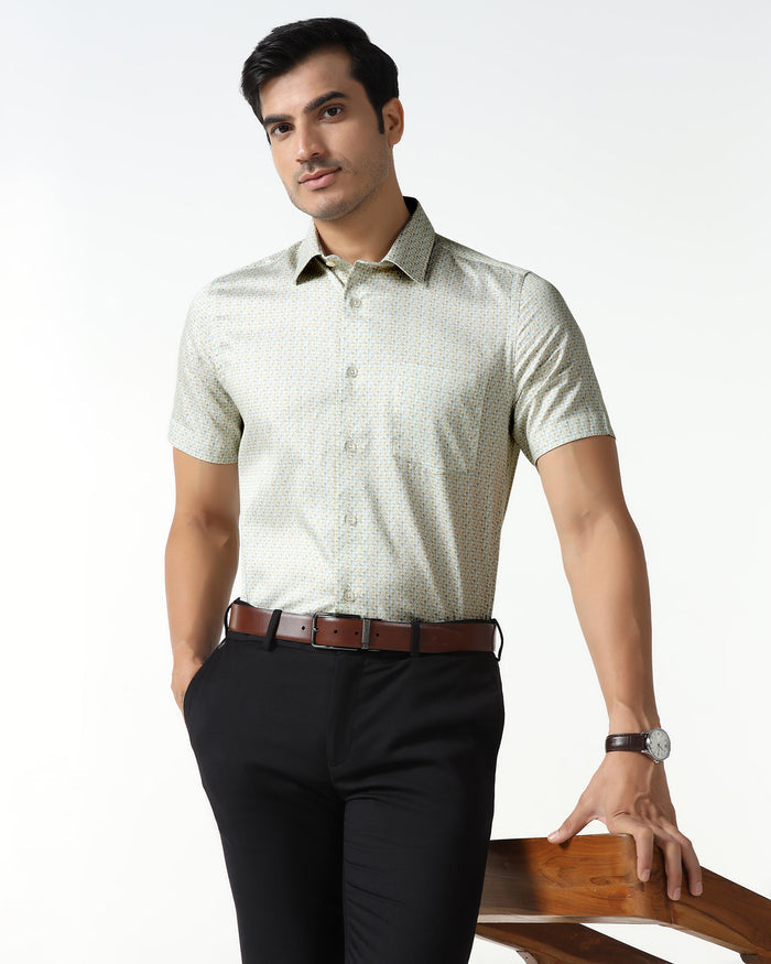 Yellow Half Sleeve Printed Shirt - Nicole